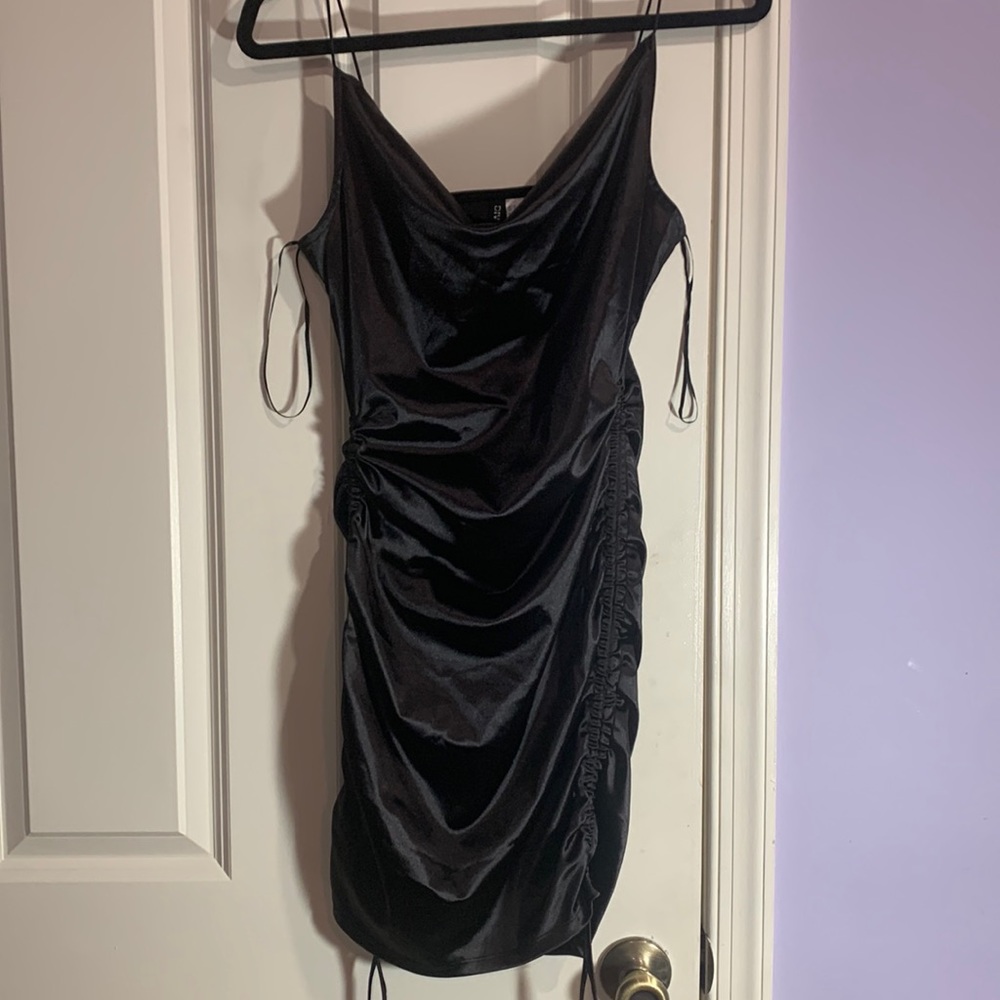 Black satin midi dress. Brand new.